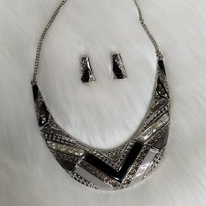 Silver and Black Necklace